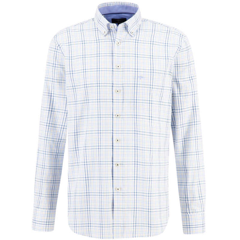 Fynch Hatton Men's Supersoft Cotton Structure Check Shirt - (Blue) | 1