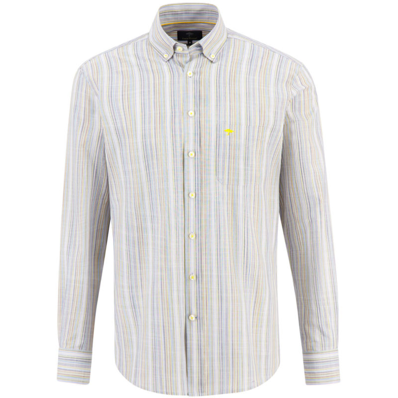 Fynch Hatton Men's Supersoft Cotton Stripe Shirt - (Soft Sun) | 1