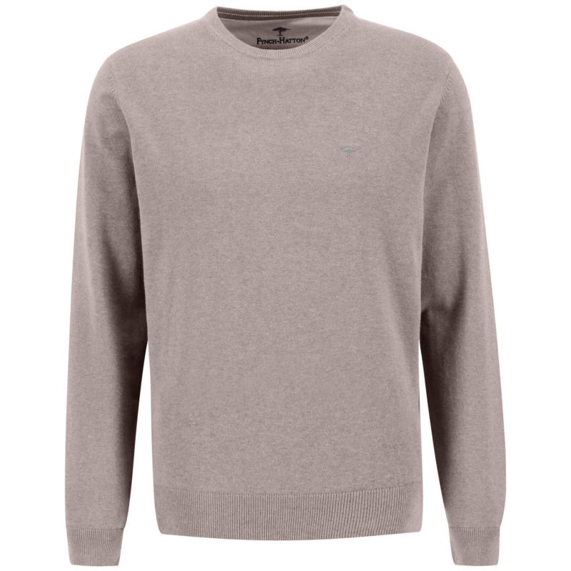 Fynch-Hatton Men's Superfine 3 Ply Cotton Crew Neck Sweater - (Pale Berry) | 1
