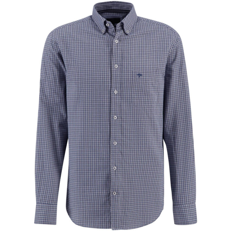 Fynch-Hatton Men's Supersoft Cotton Check Shirt - (Navy) | 1