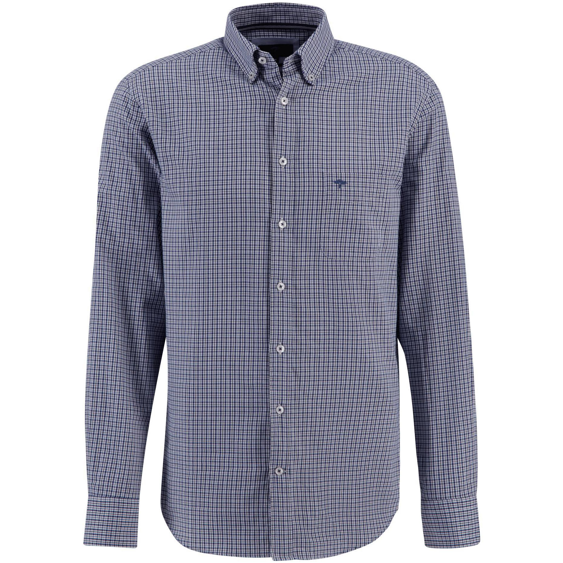 Fynch-Hatton Men's Supersoft Cotton Check Shirt - (Navy) | 2
