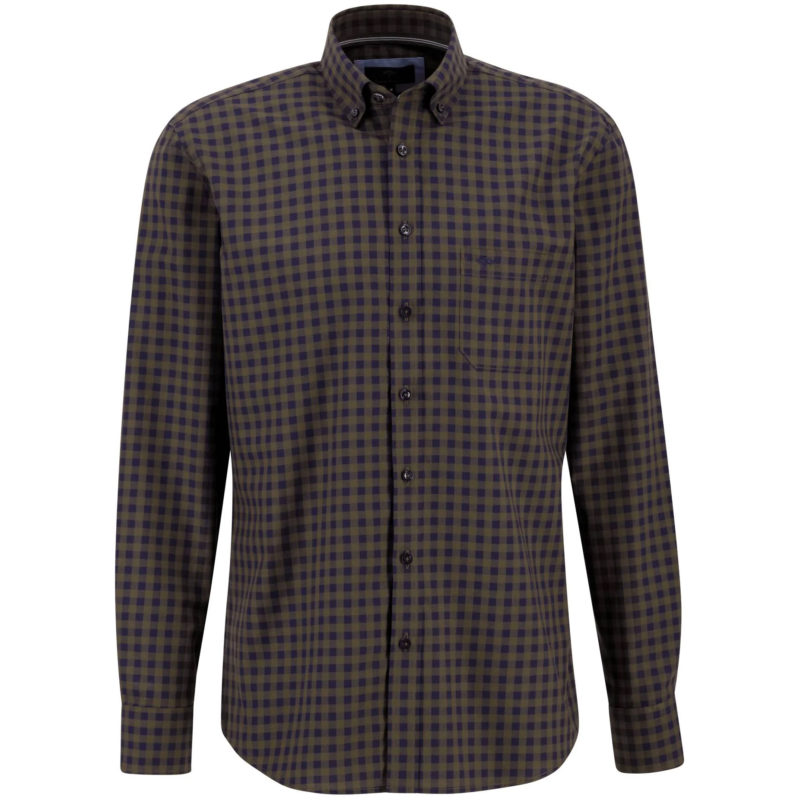 Fynch Hatton Men's Supersoft Cotton Shirt - (Green Check) | 1