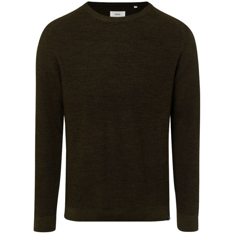 Brax Men's Roy Round Neck Sweater - (Olive) | 1