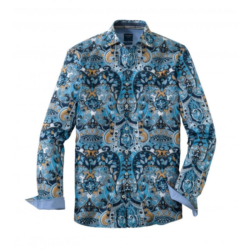 Olymp Casual Modern Fit Printed Shirt (Light Blue) | 1