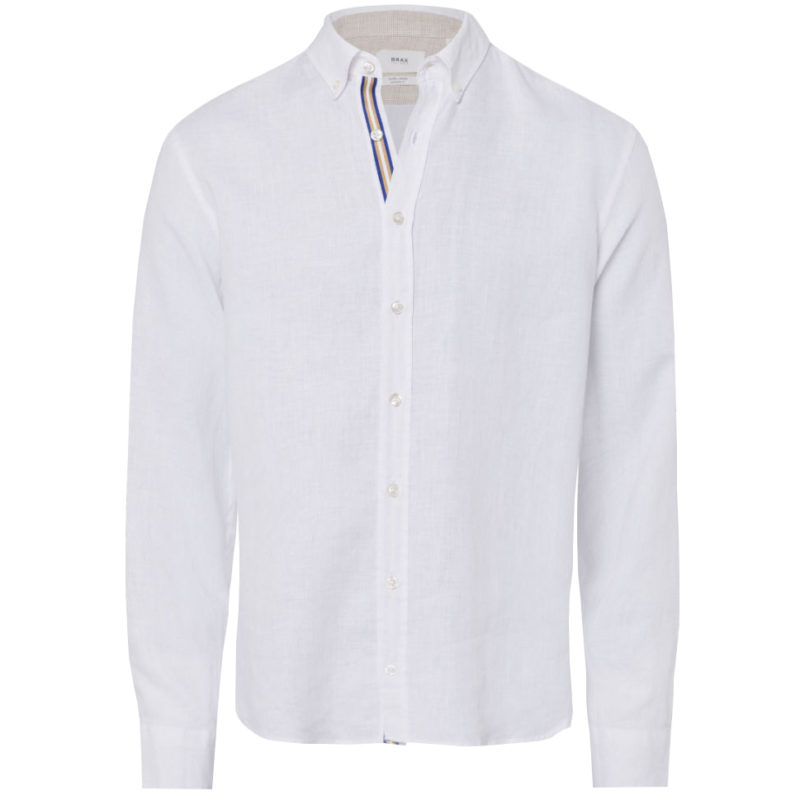 Brax Men's Dirk Solid Linen Shirt - (White) | 1
