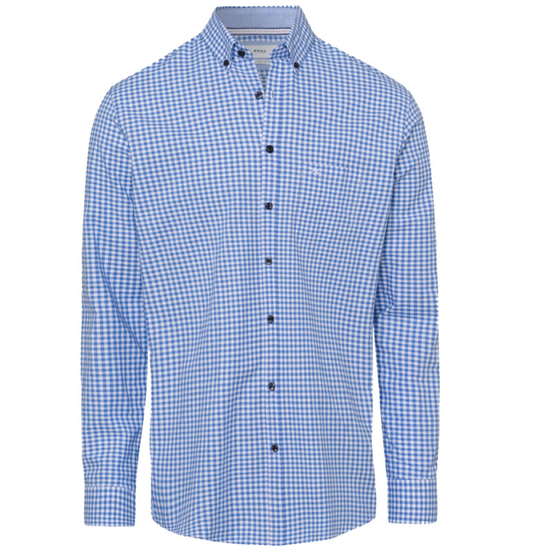 Brax Men's Daniel Gingham Check Shirt - (Blue) | 1