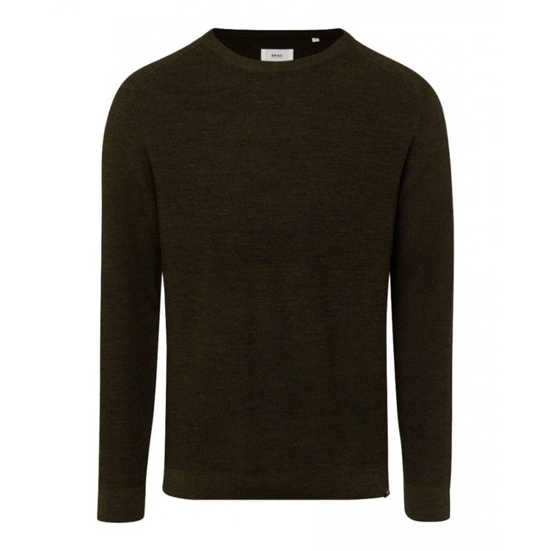 Brax Roy Round Neck Sweater (Olive) | 1