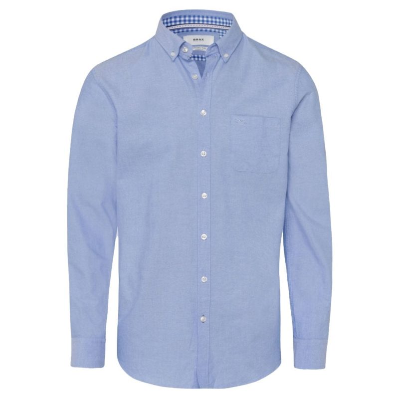 Brax Men's Daniel Solid Oxford Shirt - (Blue) | 1