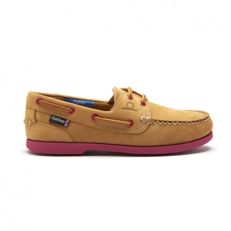 Chatham Women's Pippa II G2 Leather Boat Shoes - Tan/Pink | 1