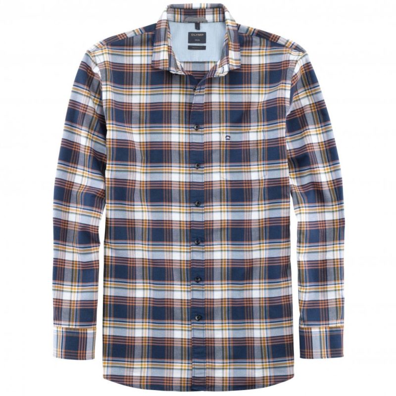 Olymp Modern Fit Casual Check Shirt (Navy Check) | 1