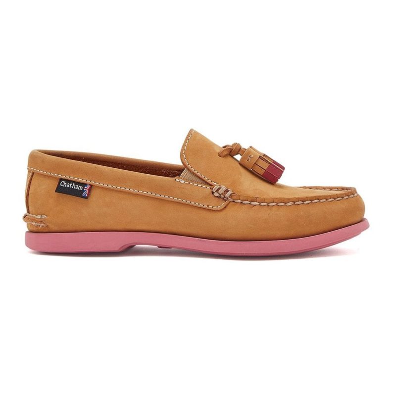 Chatham Women's Crete G2 Leather Boat Shoes - Tan/pink | 1