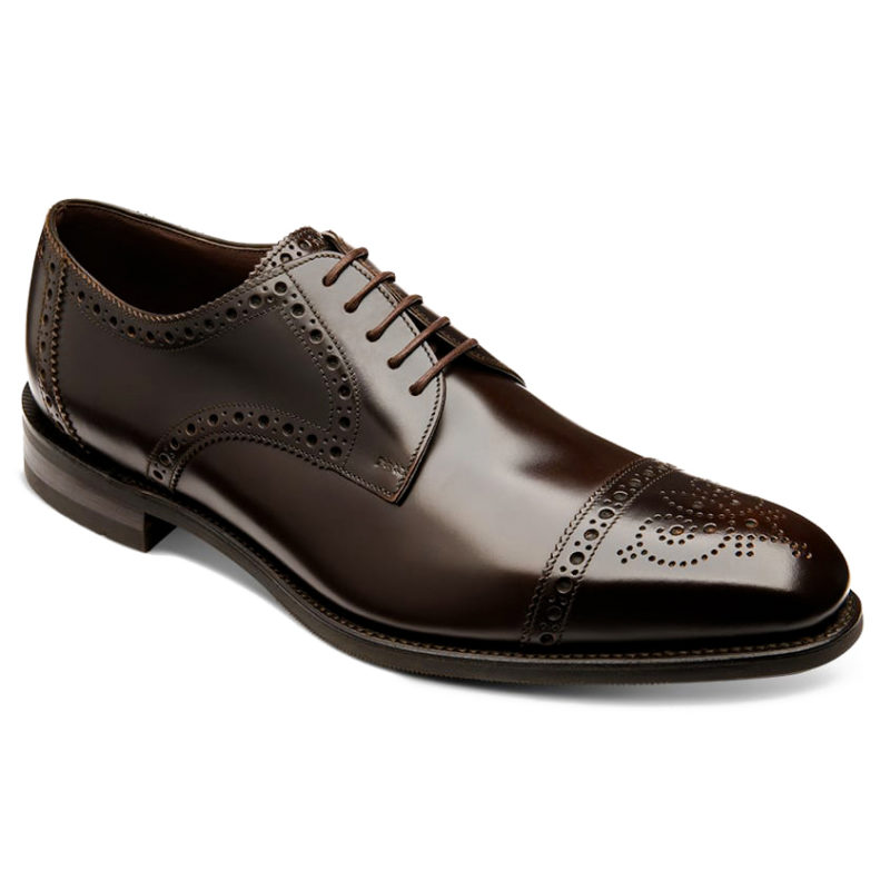 Loake Men's Eldon Polished Leather Derby Shoe - (Dark Brown) | 1