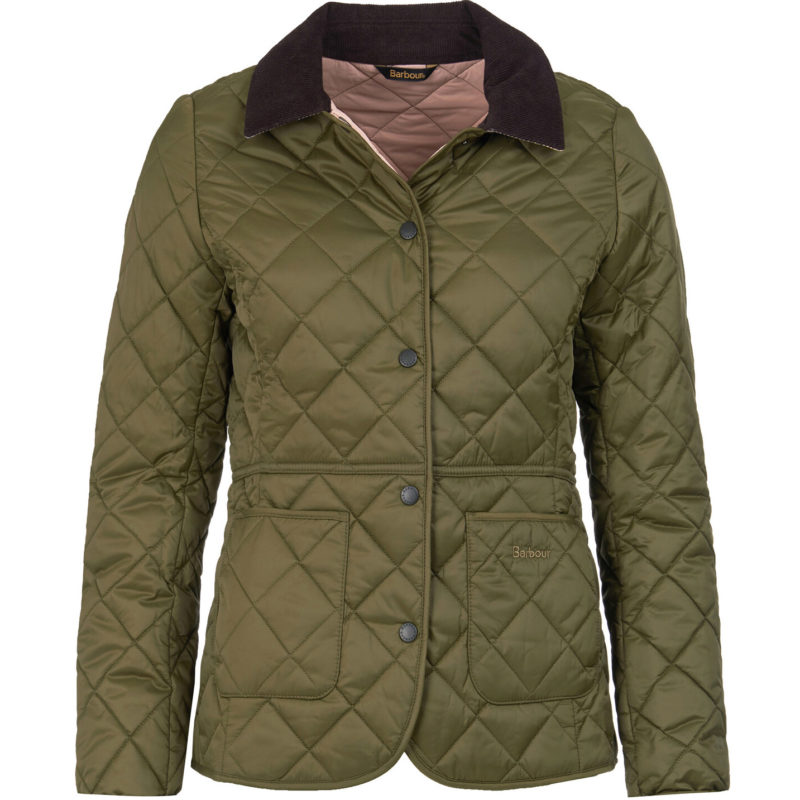 Barbour Women's Deveron Quilted Jacket - (Olive/pale Pink) | 1