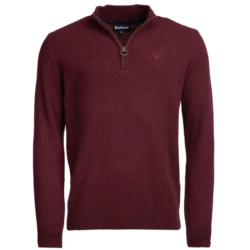 Barbour Men's Tisbury Half Zip Sweater - (Ruby) | 1