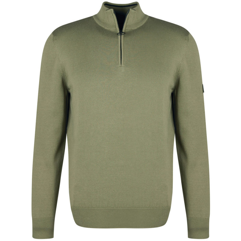 Barbour International Men's Cotton Half Zip Knit - (Lt Moss) | 1