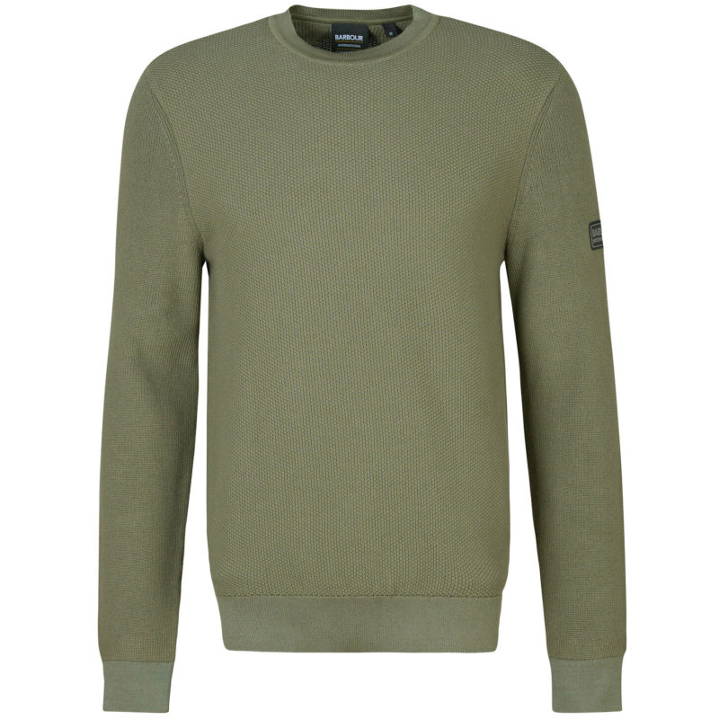 Barbour International Men's Drive Knitted Crew Neck Sweater - (Light Moss) | 1