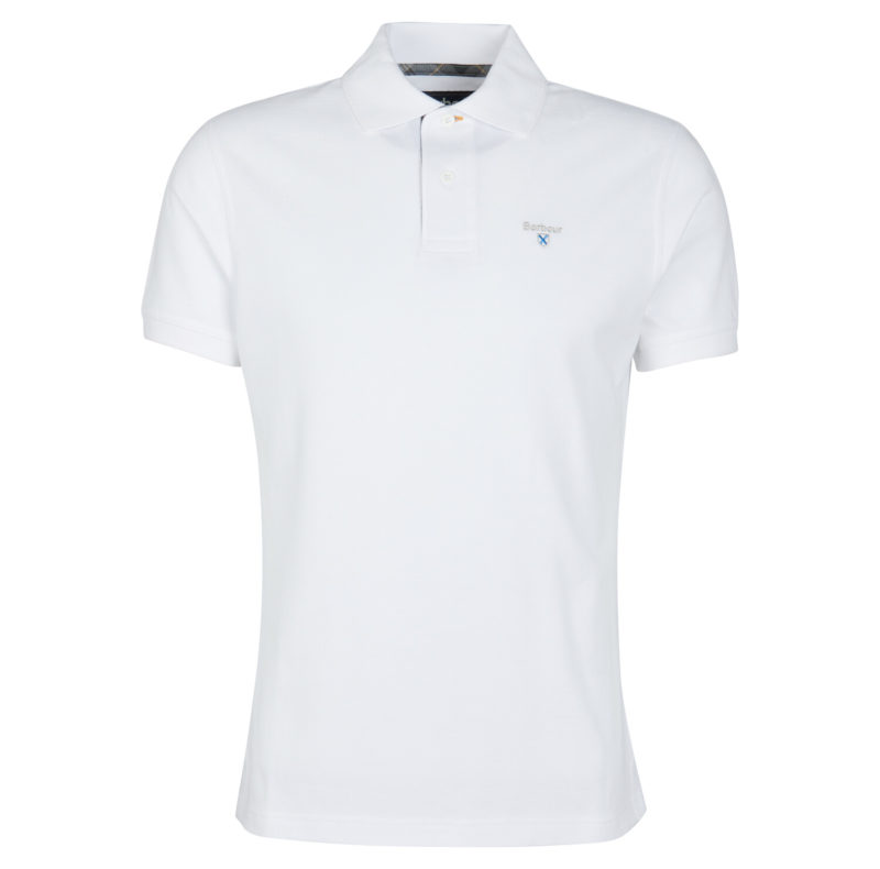 Barbour Men's Tartan Pique Polo Shirt - (White/greystone) | 1
