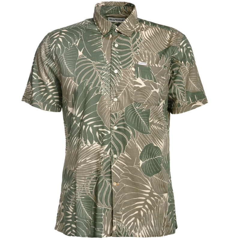 Barbour Men's Cornwall Short Sleeve Leaf Print Shirt - (Olive) | 1