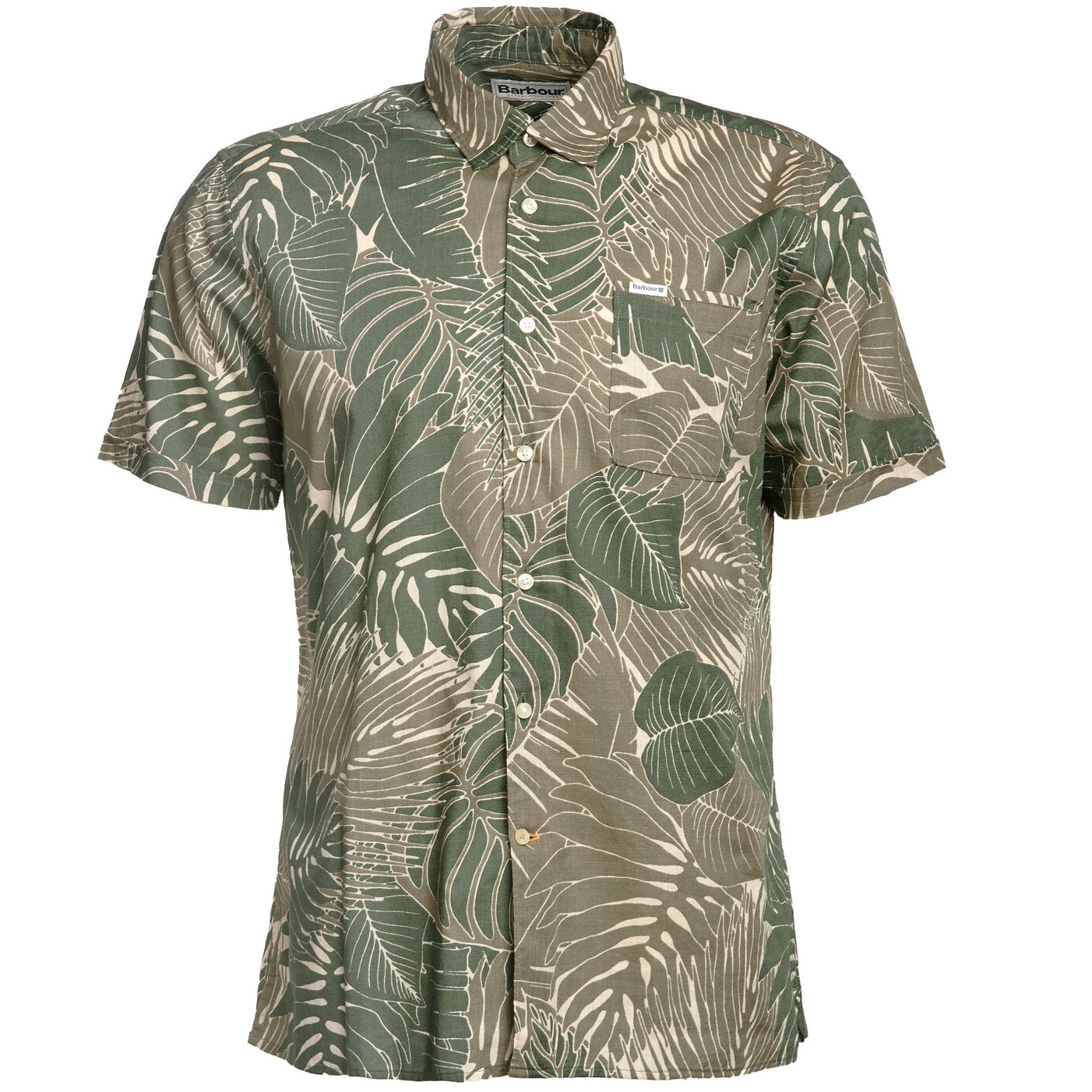 Barbour Men's Cornwall Short Sleeve Leaf Print Shirt - (Olive) | 6
