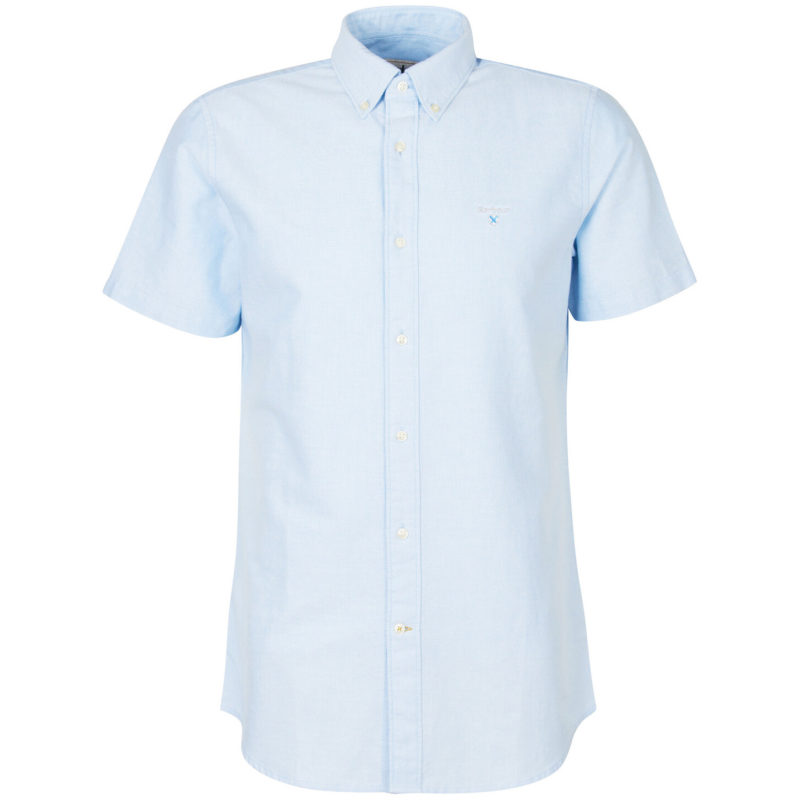Barbour Men's Oxford Short Sleeve Tailored Fit Shirt - (Blue) | 1