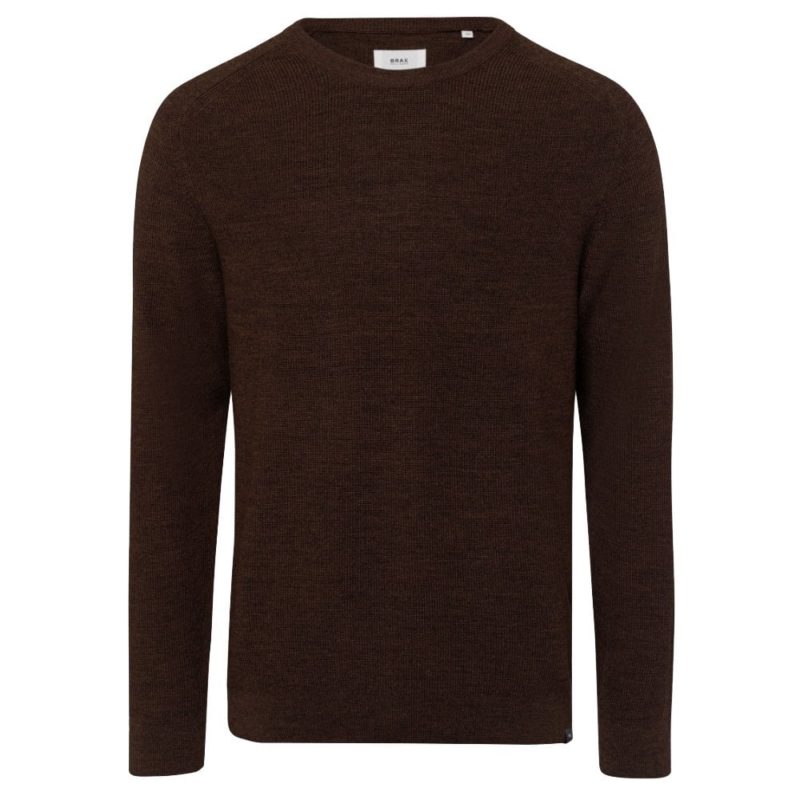 Brax Men's Roy Round Neck Sweater - (Brown) | 1