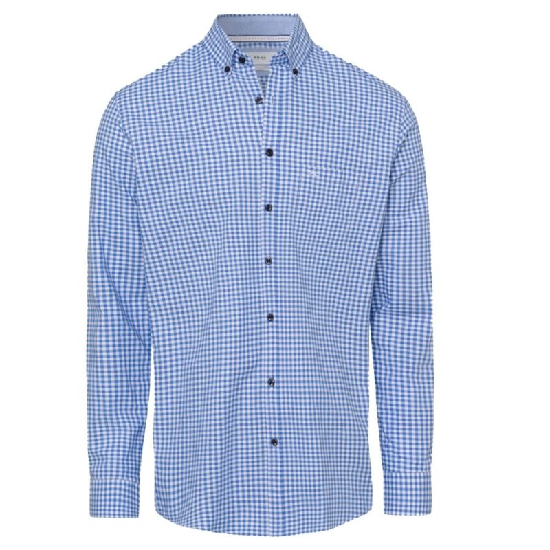 Brax Daniel Gingham Check Shirt (Blue) | 1