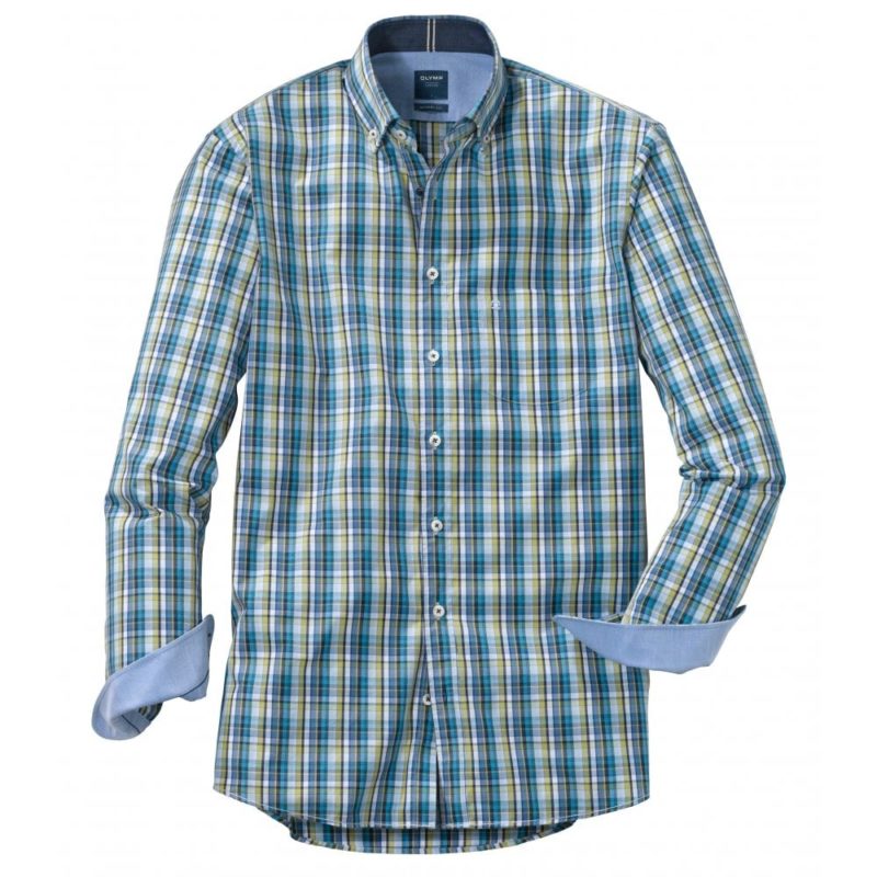 Olymp Casual Check Shirt (Green/Blue) | 1