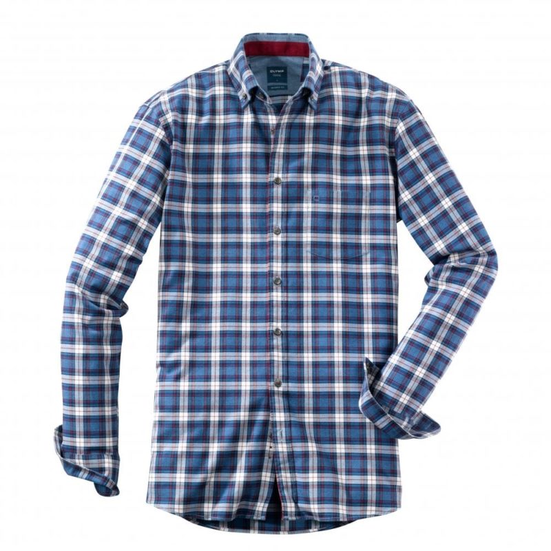 Olymp Casual Modern Fit Large Check Shirt (Blue) | 1