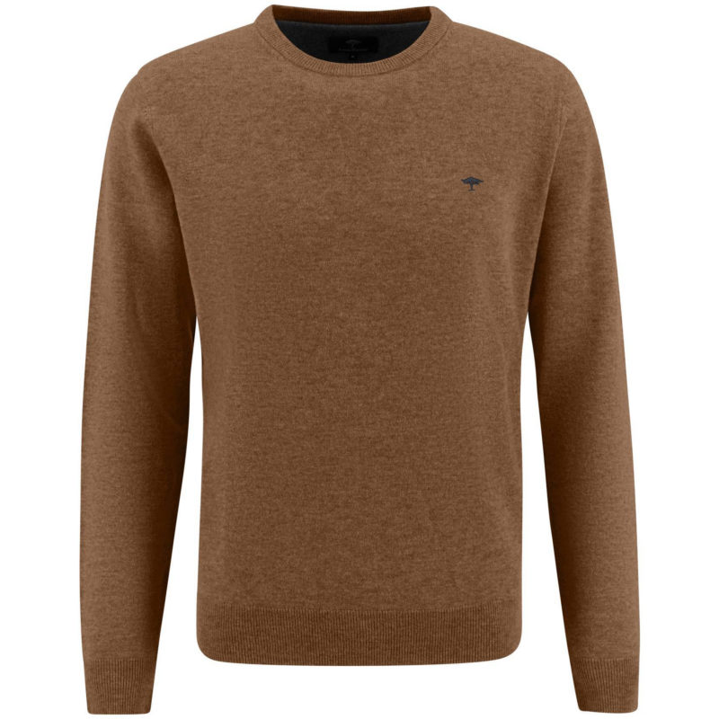 Fynch-Hatton Men's Premium Lambswool Crew Neck Sweater - (Walnut) | 1