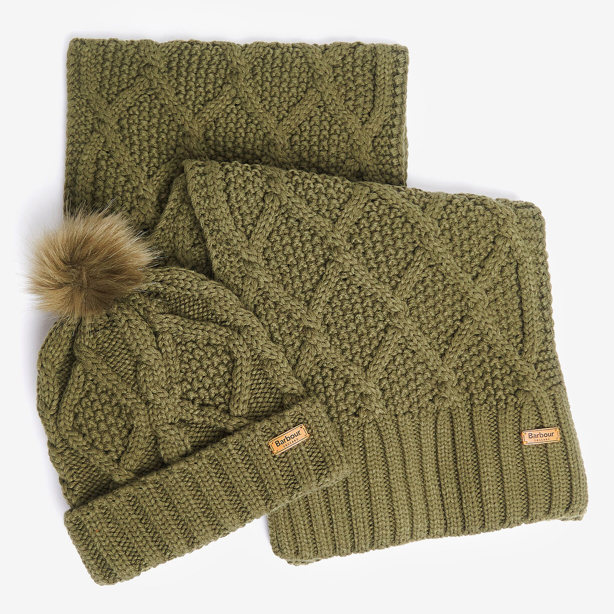 Barbour Women's Ridley Beanie & Scarf Gift Set - (Olive) | 2