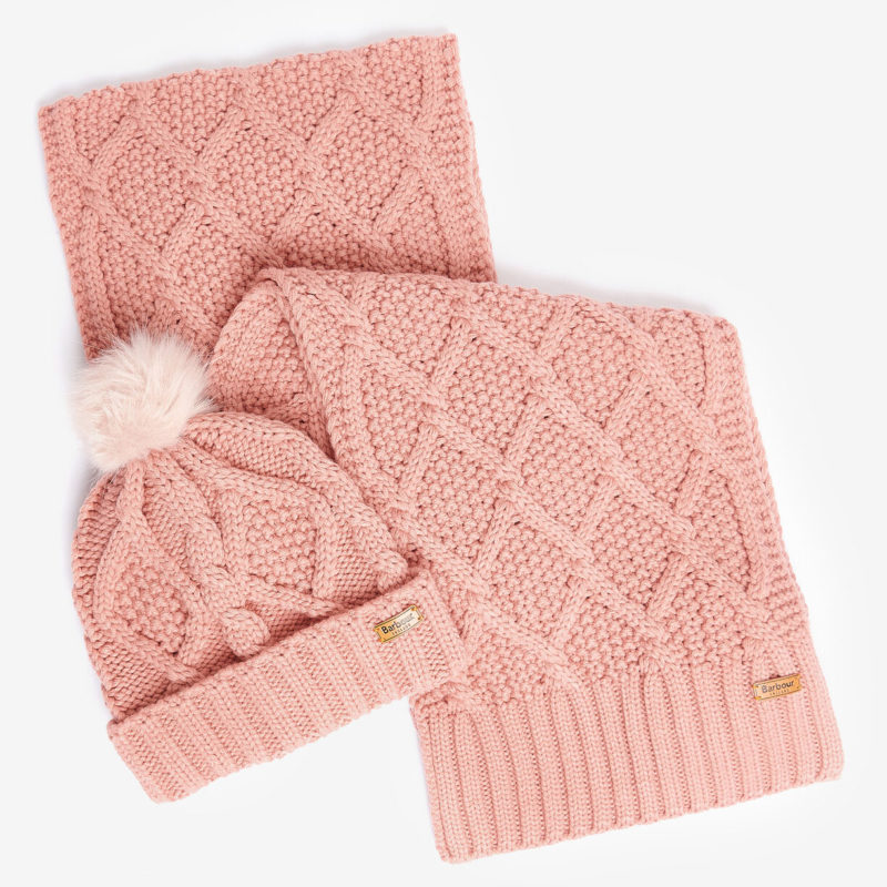 Barbour Women's Ridley Beanie & Scarf Gift Set - (Dusty Rose) | 1