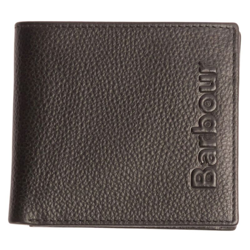 Barbour Men's Debossed Logo Bilfold Coin Wallet - (Classic Black) | 1