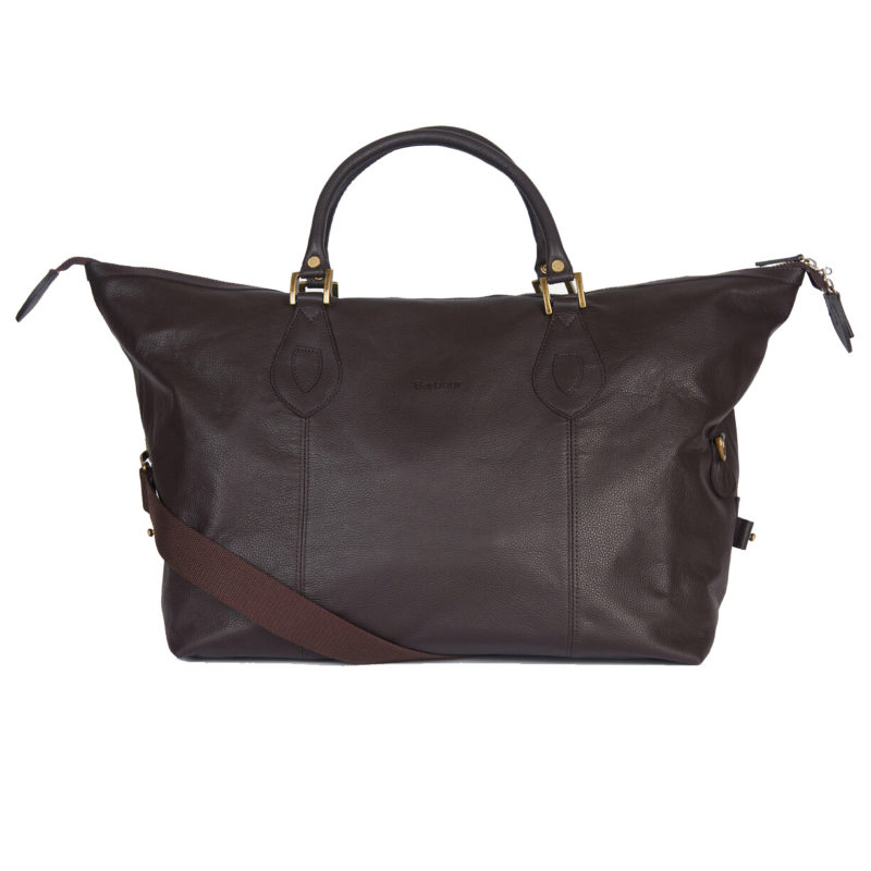 Barbour Leather Medium Travel Explorer Bag - (Chocolate) | 1
