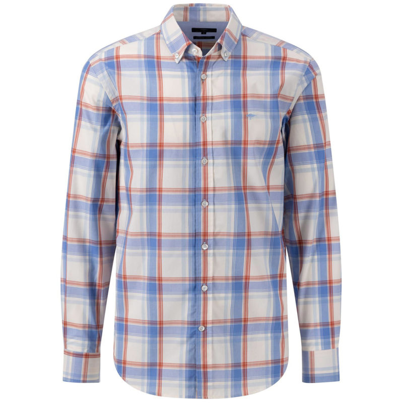 Fynch-Hatton Men's Superfine Cotton Check Shirt - (Crystal Blue) | 1