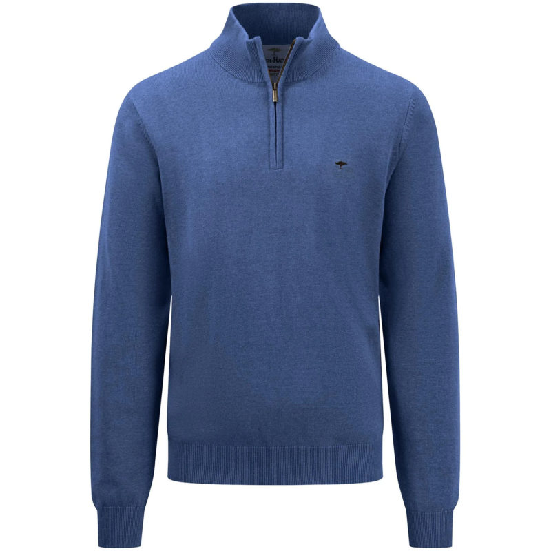 Fynch-Hatton Men's Premium Knit Troyer Half-Zip Sweater - (Wave Blue) | 1