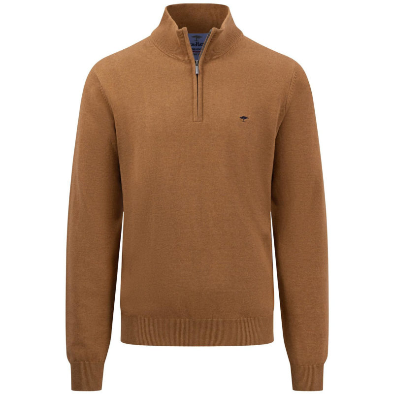 Fynch-Hatton Men's Premium Knit Troyer Half-Zip Sweater - (Impala Brown) | 1