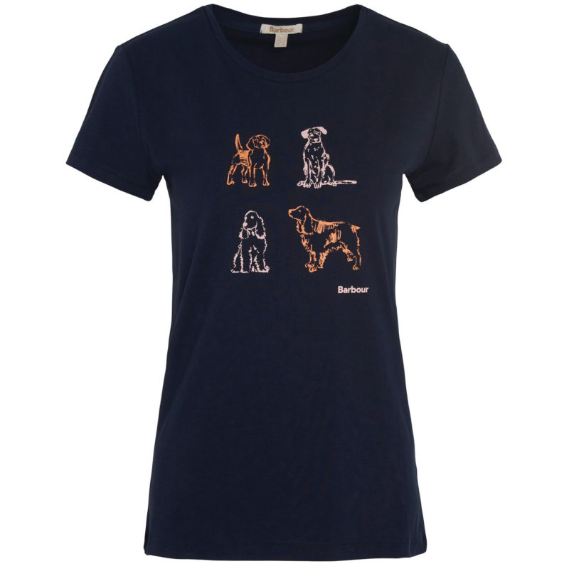 Barbour Women's Bowland Dog Print T-Shirt - (Navy) | 1