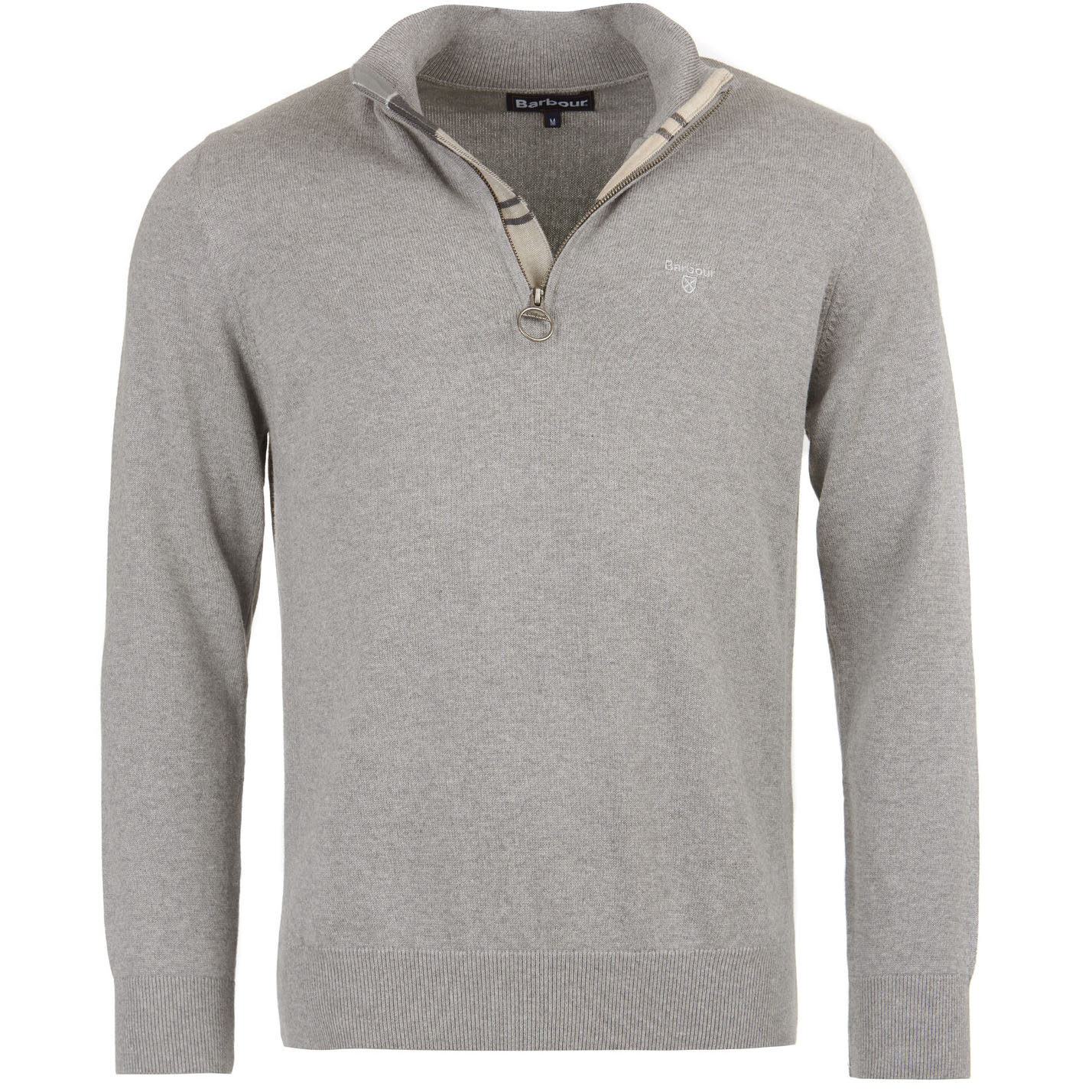 Barbour Men's Cotton Half Zip Sweater - (Grey Marl) | 4