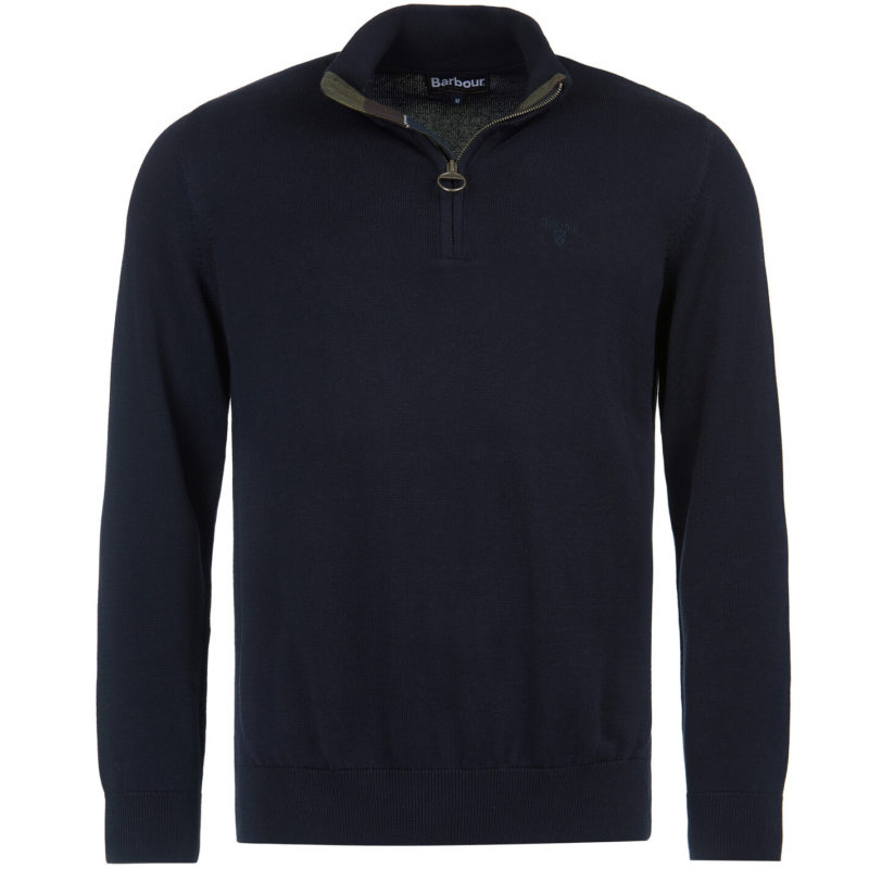 Barbour Men's Cotton Half Zip Sweater - (Navy) | 1