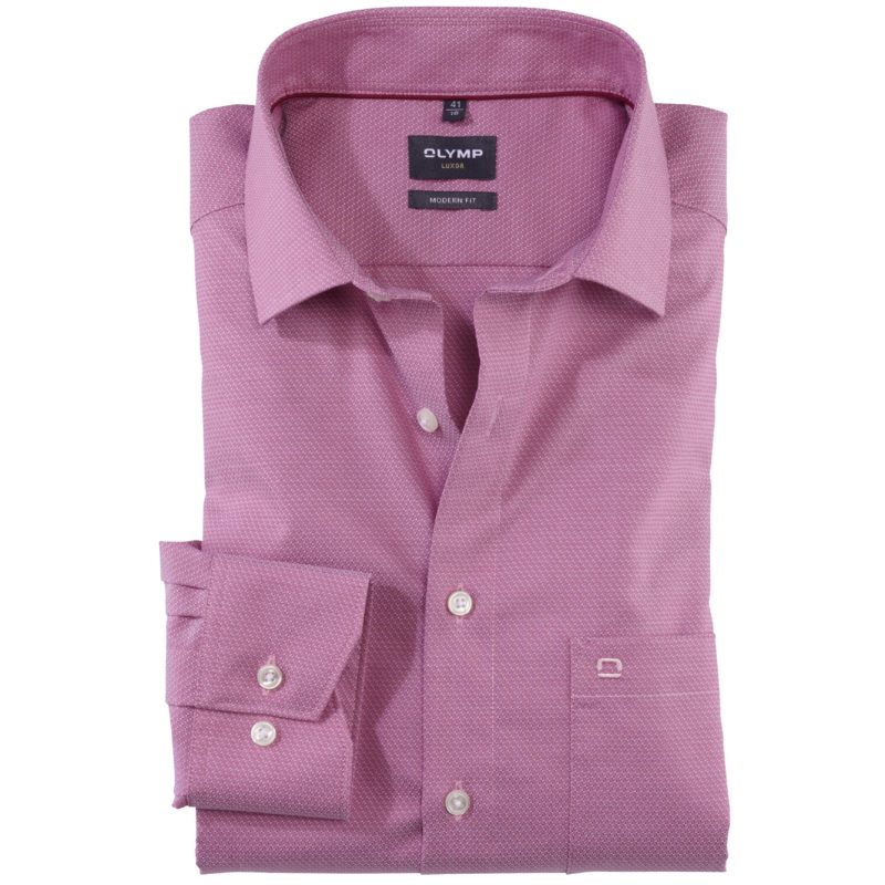 Olymp Men's Luxor Modern Fit Print Shirt - (Pink) | 1