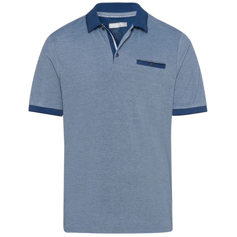 Brax Men's Hi-flex Petter Cotton Polo Shirt - (Cove Blue) | 1