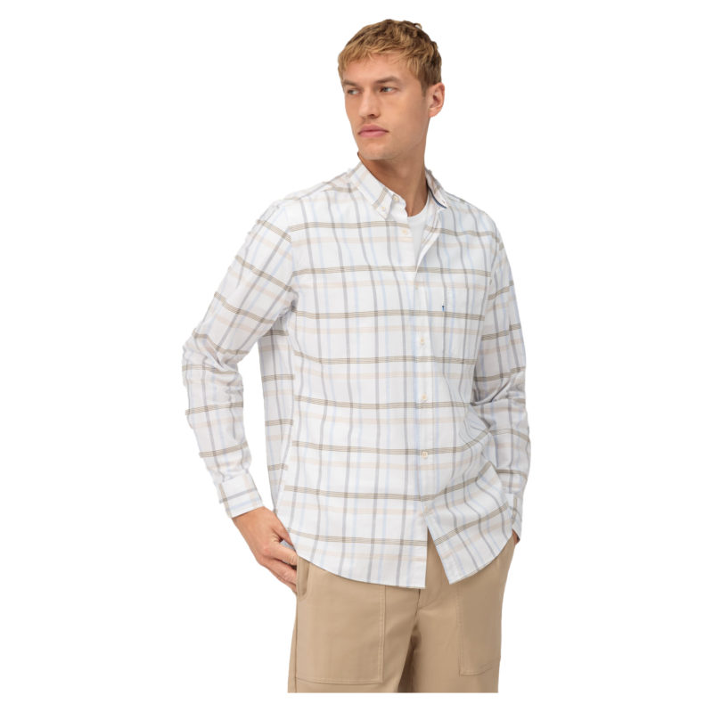 Olymp Men's Casual Regular Fit Check Shirt - (White) | 1