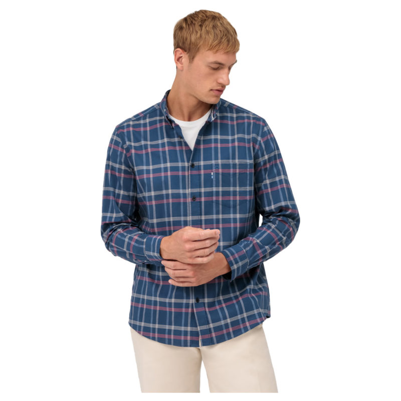 Olymp Men's Casual Regular Fit Check Shirt - (Navy) | 1