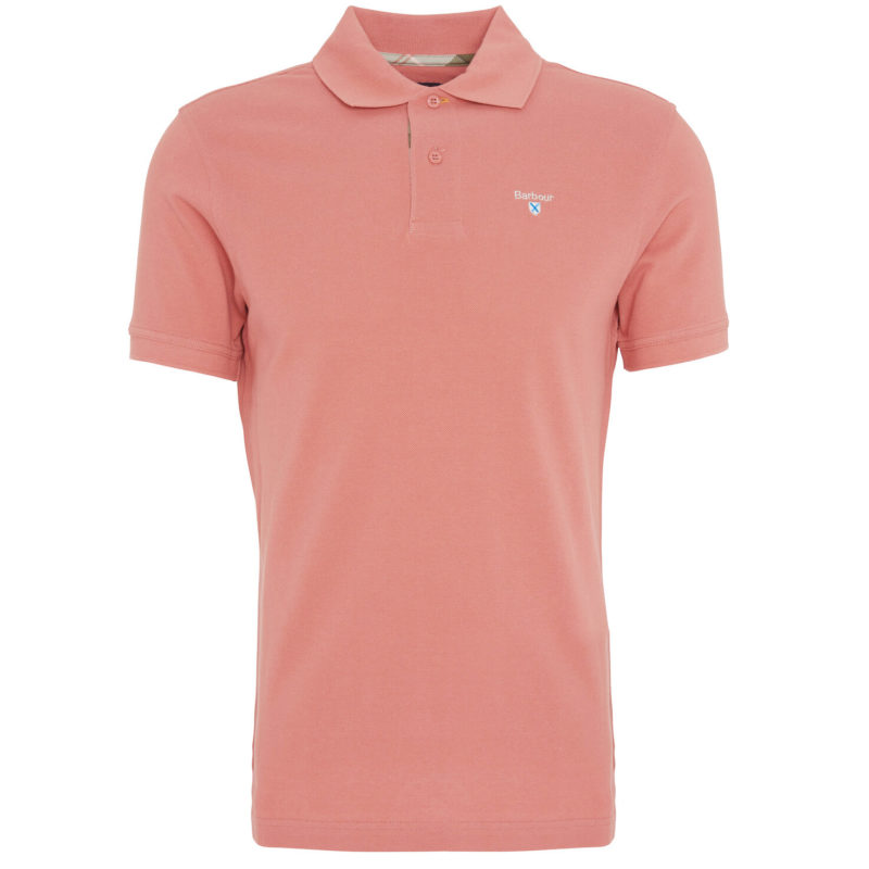 Barbour Men's Tartan Pique Polo Shirt - (Pink Clay) | 1