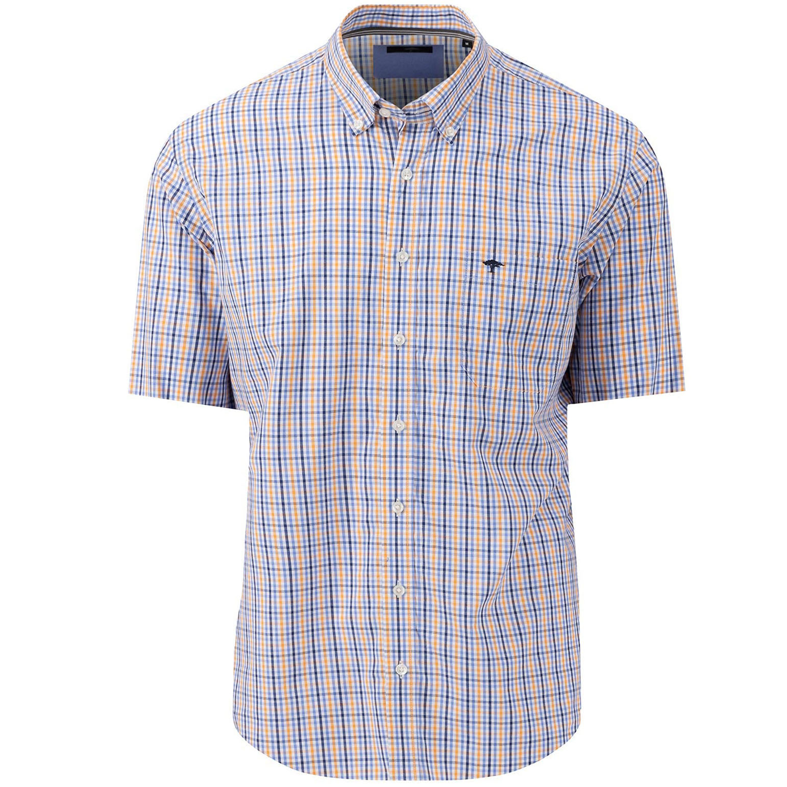 Fynch-Hatton Men's Superfine Cotton Check Short Sleeve Shirt - (Papaya) | 5