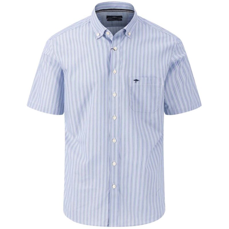 Fynch-Hatton Men's Superfine Cotton Stripe Short Sleeve Shirt - (Summer Breeze) | 1