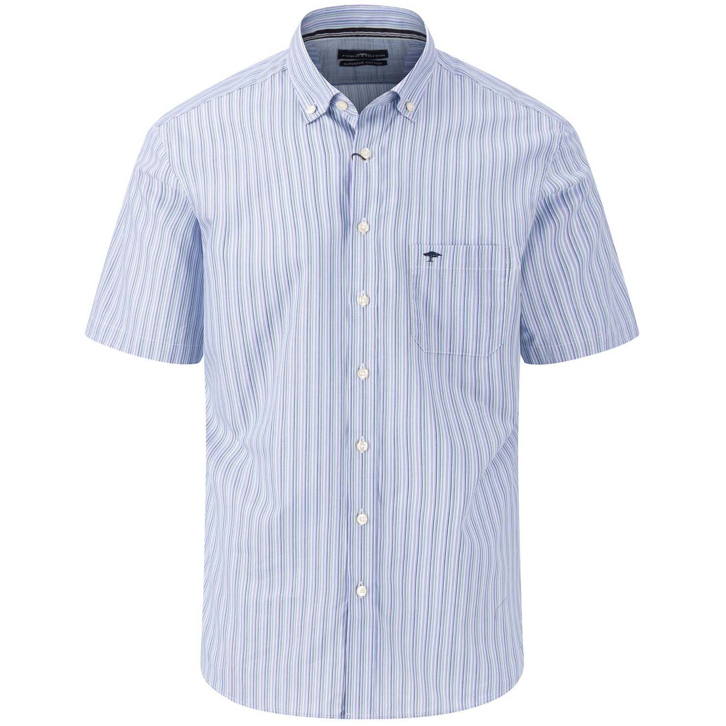 Fynch-Hatton Men's Superfine Cotton Stripe Short Sleeve Shirt - (Summer Breeze) | 3