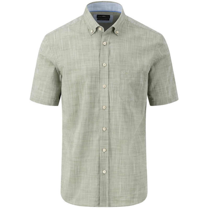 Fynch-Hatton Men's Superfine Cotton Short Sleeve Shirt - (Dusty Olive) | 1