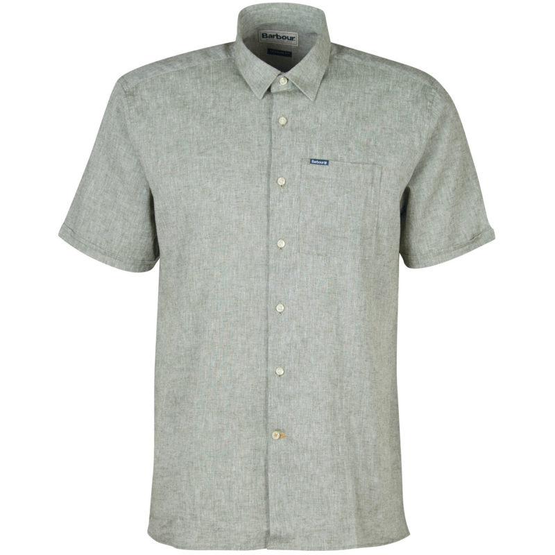 Barbour Men's Nelson Short-Sleeved Regular Fit Shirt - (Bleached Olive) | 1