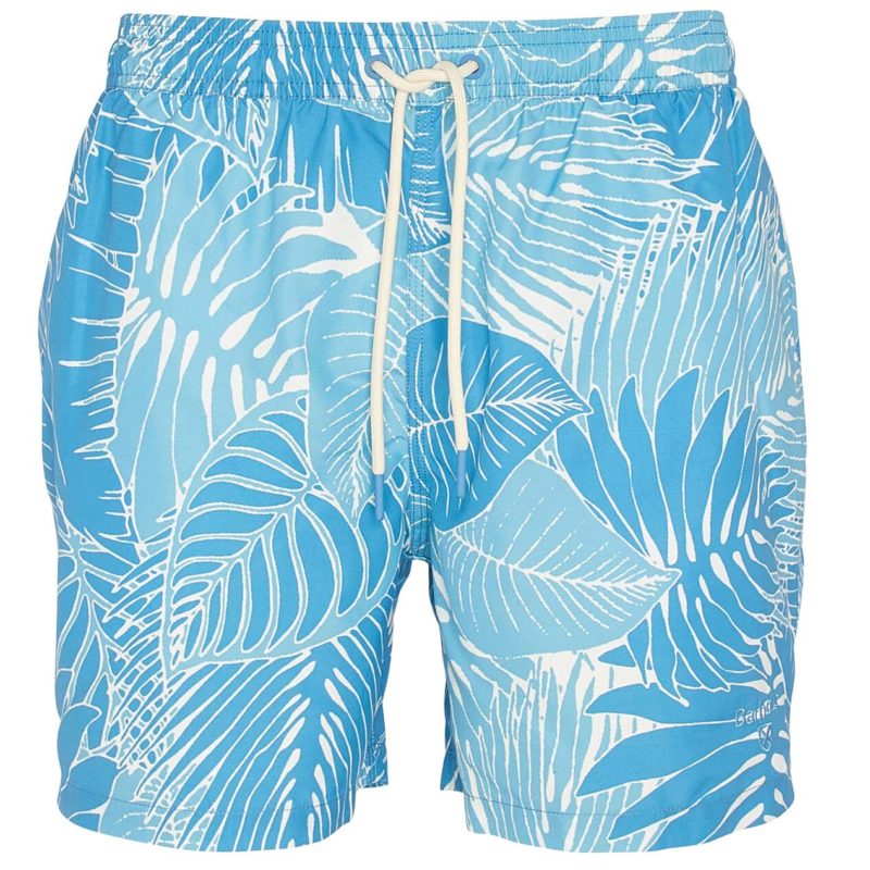 Barbour Men's Cornwall Leaf Print Swim Shorts - (Blue) | 1